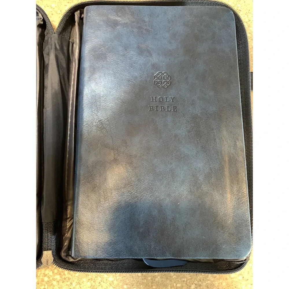 The Holy Bible King James Version Red Letter Edition - Blue Faux Leather  W/Case